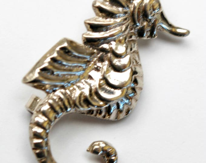 Silver sea Horse brooch - Silver plated - Figurine sea life pin