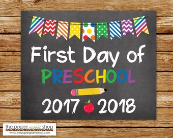First Day of Preschool Sign | Chalkboard Sign | First Day of School Sign | First Day of Preschool | Back to School Printable