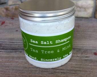 Sea Salt Shampoo Tea Tree & Mint  (Moroccan Argan Oil) Paraben Free, Gluten Free, SLS Free