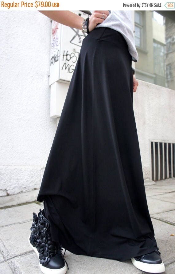 SALE Black Maxi Skirt / Long Skirt Viscose Jersey A09030