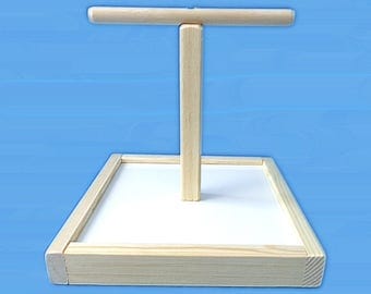 Bird T-Perch Stand With 10" x 10" base-Hand Made Bird Perch