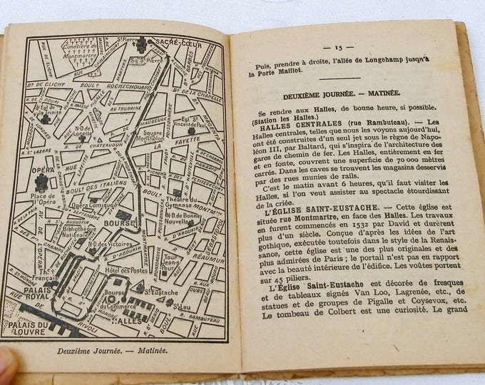Antique French Tourist Street Guide of Paris and Versailles 64 Pages with Colored Map of the Metro Subway, Parisian Vacation Booklet