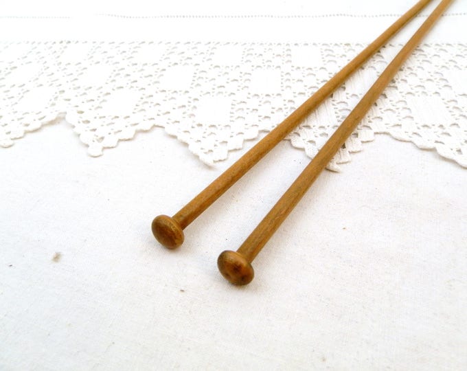 Vintage Extra Long Wooden Knitting Needles 42 cm / 16.53 in From France, French Retro Knitting Needle made of Wood, Vintage Craft Tool
