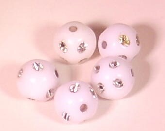 10 Pearl acrylic rhinestone round blanche10mm