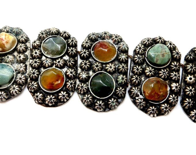 Afghan Tribal Bracelet, Agate Stones, Vintage Afghan Jewelry, Artisan Bracelet