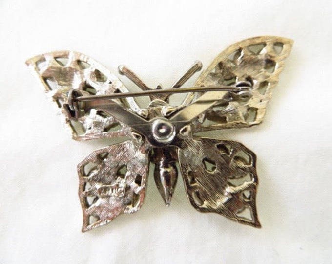 Vintage Butterfly Brooch, Enamel Butterfly Pin, Nature Jewelry, Designer Signed Art