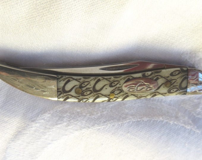 CASE XX Knife, Tiny Toothpick Pocket Knife, Etched Handle, Etched Arrowhead End, Vintage Case XX 610096