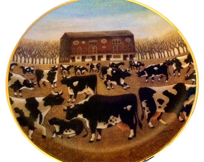 Franklin Mint, Modern Farmhouse Decor, Wall Hanging Plate, Spring Pasture, Lowell Herrero, American Folk Art, Country Kitchen Decor