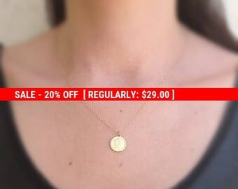 SALE 20% OFF gold coin necklace, women coin jewelry, sideway coin, 14k gold filled,gift for her,dainty necklace,gold necklace,gold disc