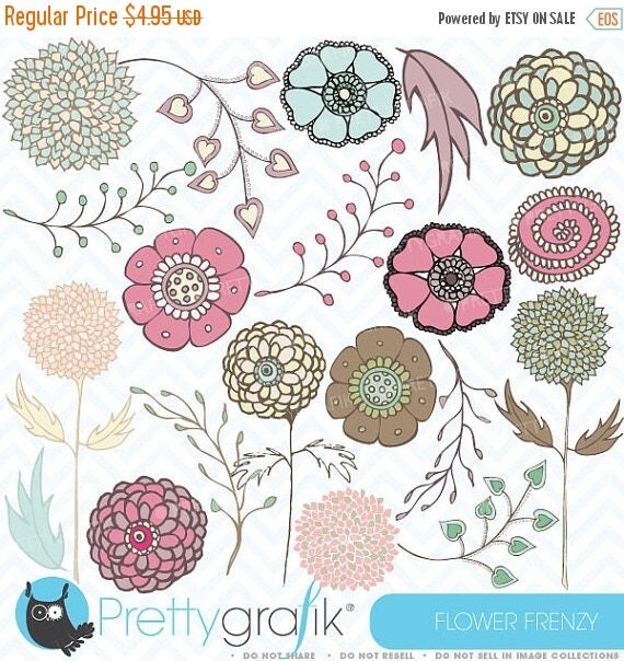 80% OFF SALE Flower clipart commercial use, vector graphics, digital clip art, digital images - CL316 Il_570xn