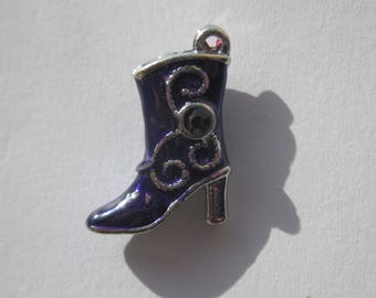 steel metal with Rhinestones 21 mm-(120) boot shaped charm