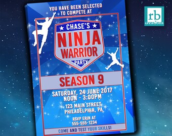 Ninja Warrior Party, Ninja Warrior Invitation, ANW Birthday Party, Ninja Warrior Invitation - Digital Printables