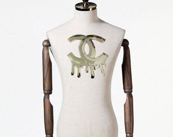 Large Cc Unique iron on sequin patch