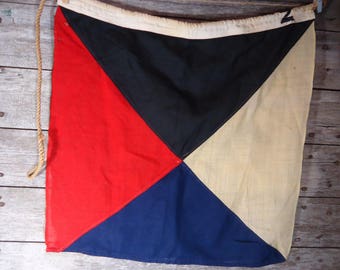 vintage Nautical Maritime Signal Flag alphabet letter Z Zulu Marine Military