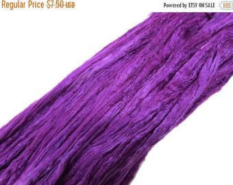 SALE 1 oz Mulberry Silk roving, hand dyed , color Purple