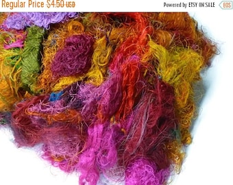 SALE Sari Silk Fiber,1 oz,Mix(warm colours)