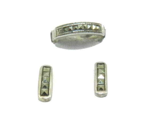 Sterling Silver Marcasite Ring Earrings Set, Size 7, Ladies 925 Ring, Ladies 925 Earrings, Vintage Fine Jewelry Jewellery