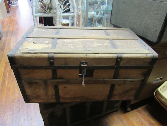 Antique wood trunk