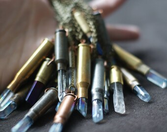 Quartz Crystal Bullet Casing Necklace