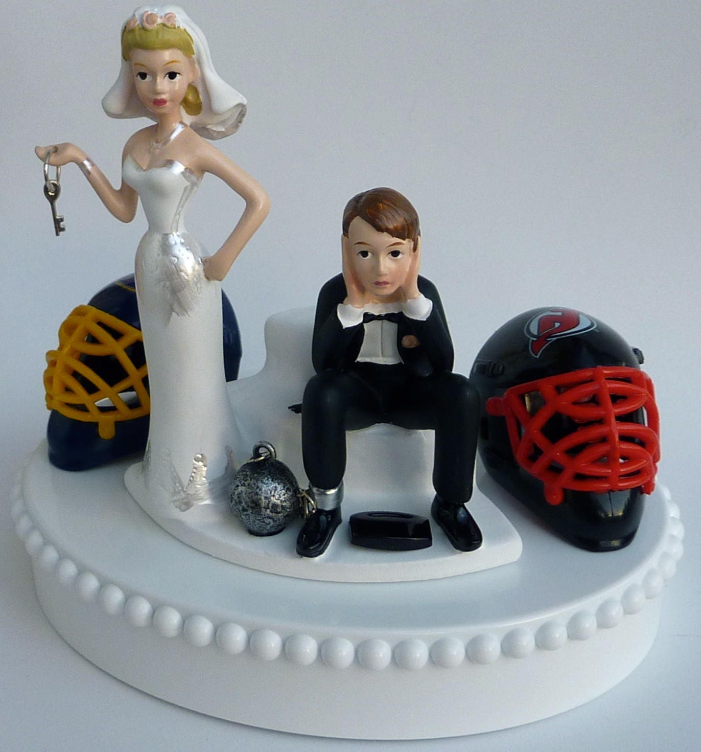  Wedding  Cake  Topper  Team Rivalry Hockey House  Divided  Ball and