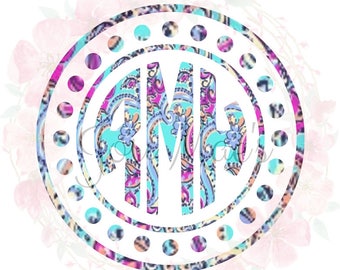 Lily Pulitzer inspired Monogram Decal - Car Monogram - Yeti Tumbler Monogram - Large Monogram