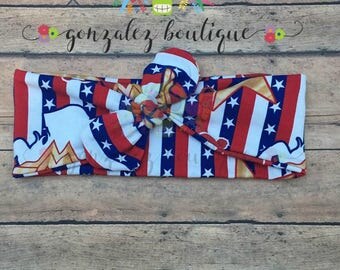 wonder woman headband/ DC Wonder woman bow/Wonder woman knotted headband/girls wonder woman/wonder woman headwrap/wonder woman turban/