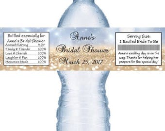 21 Glitter Bridal Shower and Wedding Water Bottle Labels
