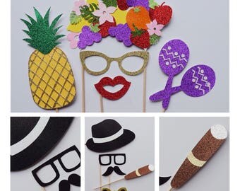 Cuban Party Photo Booth Props ; Carmine Miranda Hat ; Fiesta Party Decor ; Luau Photo Booth Props ; Pineapple and Flamingo Decor ; Wedding