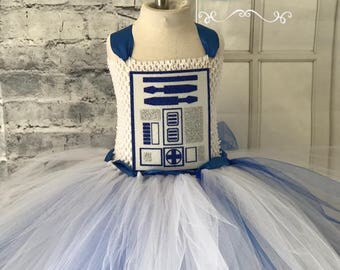 R2D2 tutu, R2D2 costume, R2D2 flower girl dress, Star Wars flower girl dress, R2D2 tutu dress, R2D2 dress, R2D2 halloween costume