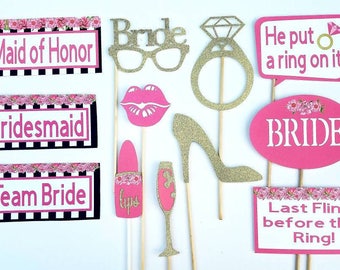 Bridal Shower Photo Booth Props inspired by Kate Spade plus FREE matching Photo Booth Sign!