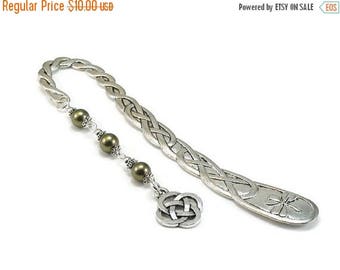SALE Celtic Style Bookmark Green Beaded Book Mark