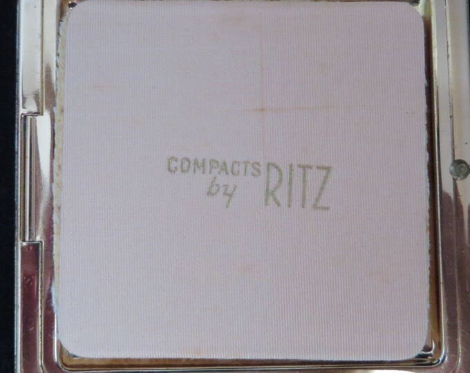 Ritz NY Compact, Vintage Silver Tone Gold Tone Square Makeup Compact, Collector's Compact