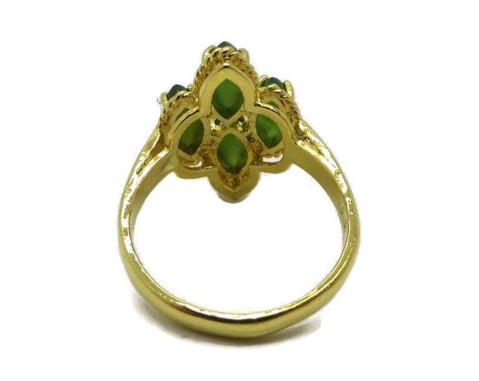 Faux Jade Gold Plated Ring, Vintage Multi Stone Faux Jade Ring, Size 6.5, FREE SHIPPING