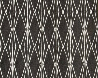 SHIPS SAME DAY Charcoal Grey Upholstery Fabric, Grey Off White Drapery Material, Geometric Upholstery Home Decor Fabric - by the yard