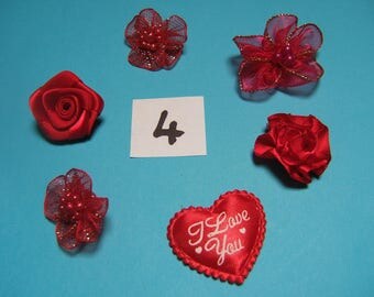 No. 4 satin and organza flower decoration 20 to 30mm x 6 mm diameter
