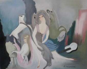 Animal painting dogs in pastel by Marie Laurencin wolves