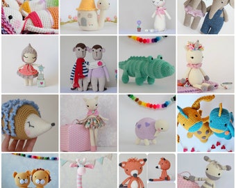 Custom Pattern Pack Amigurumi Patterns Any 3 of your Choice Toys Crochet Animals Dolls
