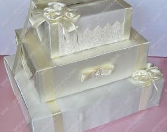 3 tier wedding card box Ivory wedding card box Wedding money holder Wedding money box Ivory card box for wedding Gift card holder