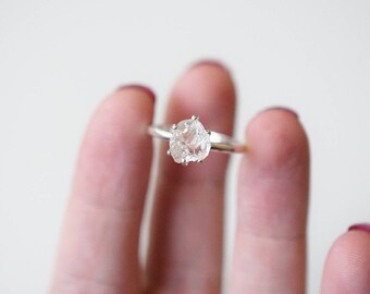 Simple Diamond Engagement Ring, Raw Diamond Ring, Rough Uncut Diamond Ring, Modern Jewelry, Sterling Silver Engagement Ring, Size 8, Avello