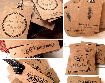 100 KRAFT PAPER TAGS Custom Hang Tag Wedding Favors Tags Custom Tags Favor Tag Wedding Gift Tags Custom Favor Bridal Shower Kraft Name Tags