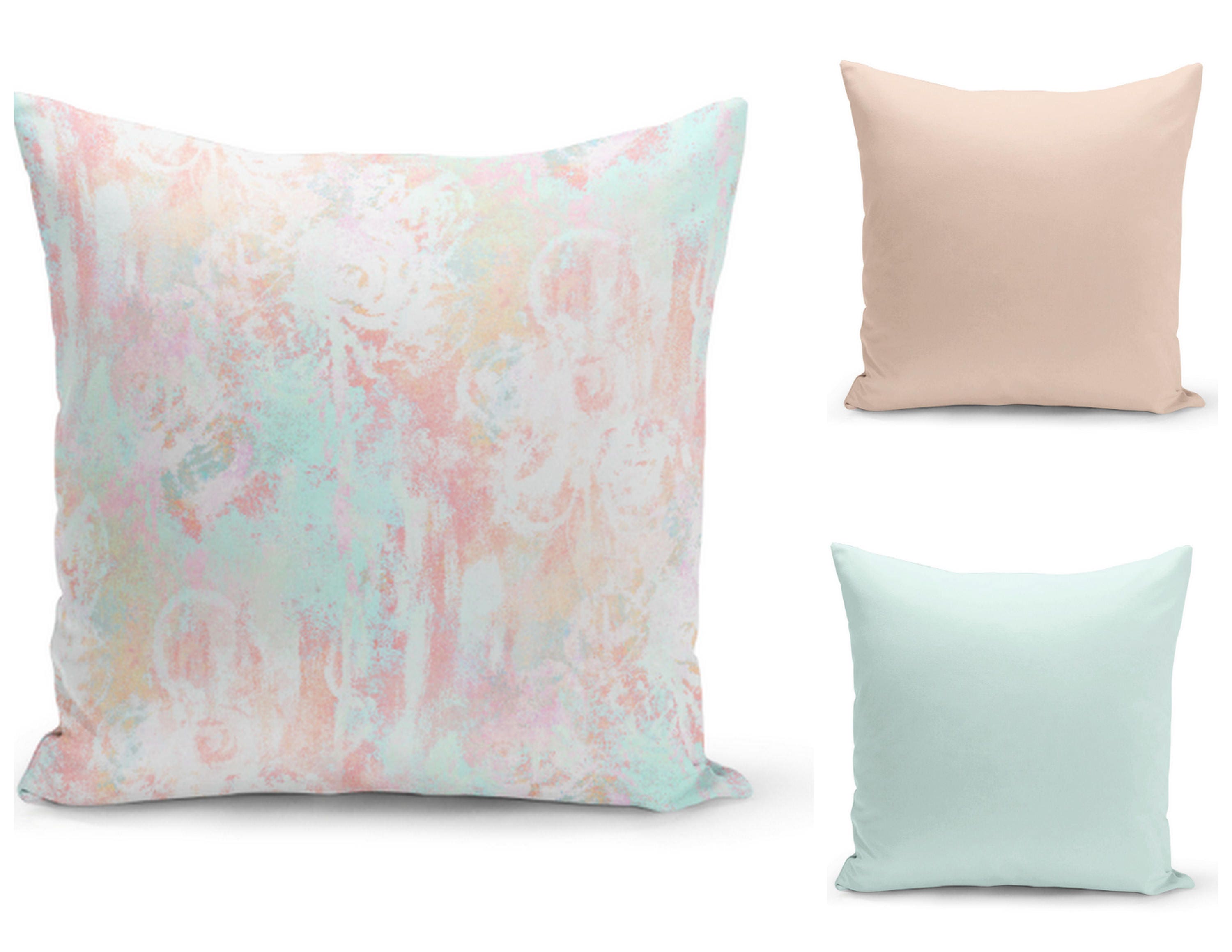 Pastel Throw Pillow Cover Abstract Modern Print Pink Peach