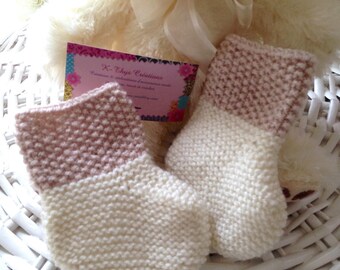 Booties keep baby ecru beige, size 0-5 months