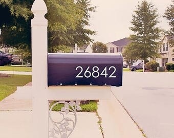 ON SALE: Modern Mailbox Number Decal, Custom Mailbox Sticker - 004
