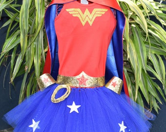 WONDER WOMAN Tutu set with Headband, cuffs and belt!