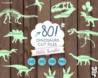 Dinosaur svg Bundle! 80 svg Dinosaur Silhouette Templates | Paper & Vinyl Cut | Jurassic Animal | Cricut Cameo | cut files | Home Decor