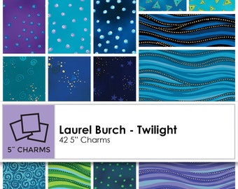 Charm Pack - Twilight Set - 42-5"x5" Squares Assorted Laurel Burch fabrics by Clothworks (CLTSQ0123)