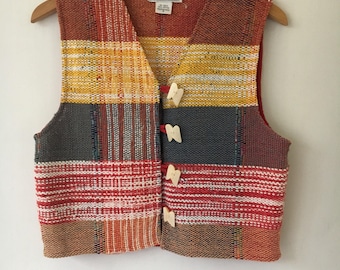 Vintage Kilim Textile Vest Bohemian Vest / Ethnic Vest