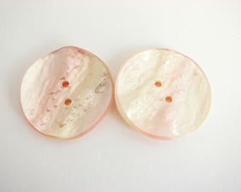 2 large buttons, nacre imitation buttons in rainbow pastel colors, 35 mm, unused!!