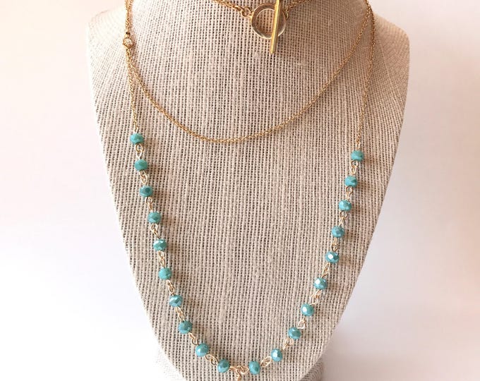 Long blue boho necklace, Long Boho necklace, Jewelry Popular necklace, Blue necklace, Wire wrapped necklace