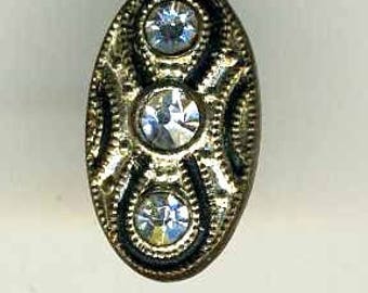 Button Vintage Rhinestone, Oval, Backmarked